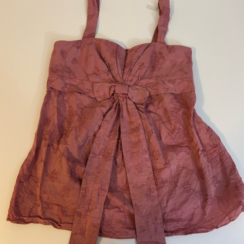 The Limited Mauve Floral Bow Tank Top